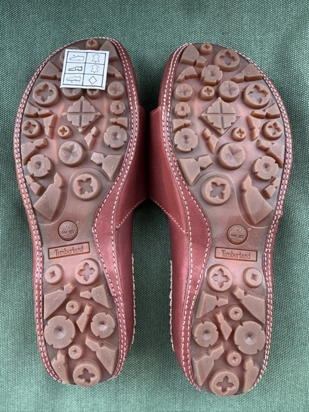 Timberland Women's Burgundy Leather Slide Sandals with Stitched Trim - Picture 4 of 12